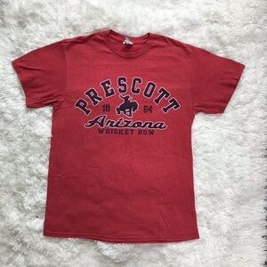Unisex Red Graphic T-Shirt “Whiskey Row” Size M